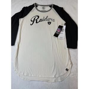 NWT NFL Team Apparel By 47 Las Vegas Raiders Woman’s Medium 3/4 Sleeve T-Shirt